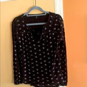 Black Long Sleeve Polo Collar Blouse